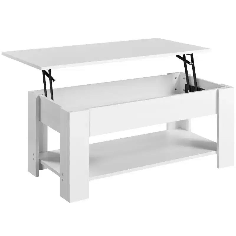 Lift Top Coffee Table with Hidden Compartment & Open Shelf For Living Room