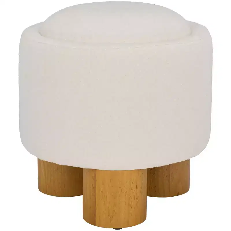 Round Ottoman - Ivory/Natural