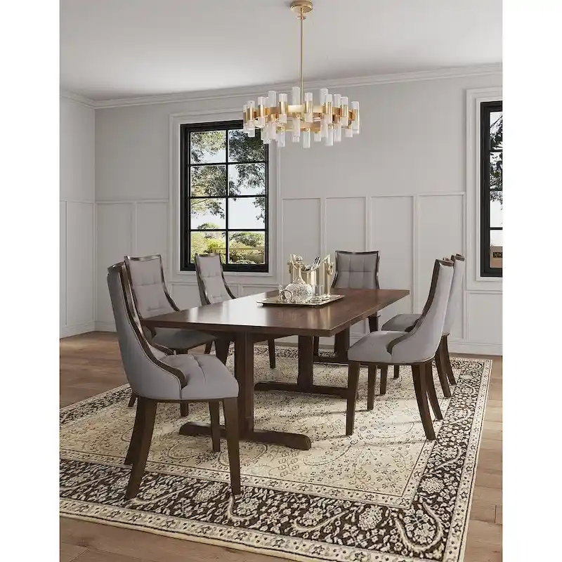 Fifth Avenue Cream and Walnut Faux Leather Dining Chair (Set of Two)