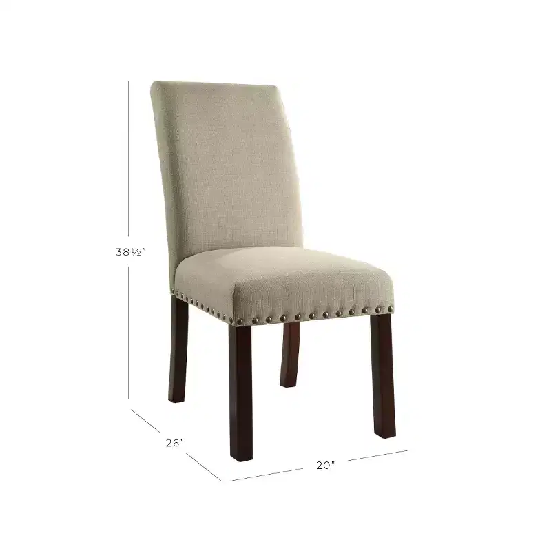 Set of 2 Michele Dining Chair with Nailhead Trim Linen - HomePop