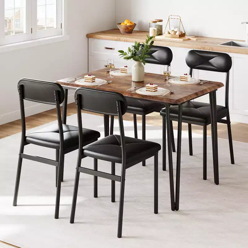 Dining Table for 4,Small Table & Chairs Set of 4,Square Dinette Set for 4,5 Piece Kitchen & Dining Room Sets for Small Space,Apartment,Home Office