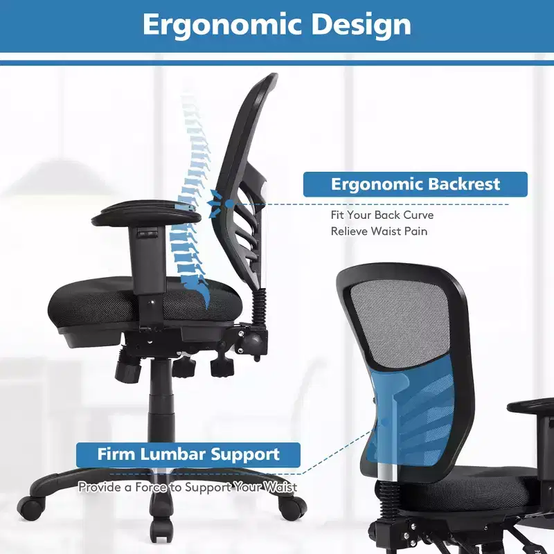 Mesh Office Chair 3-Paddle Computer Desk Chair with Adjustable Seat