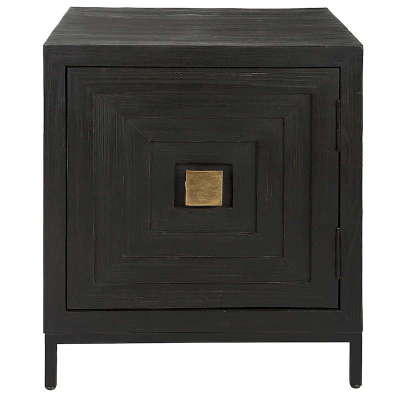 Black Geometric End Table / Accent Cabinet – 22
