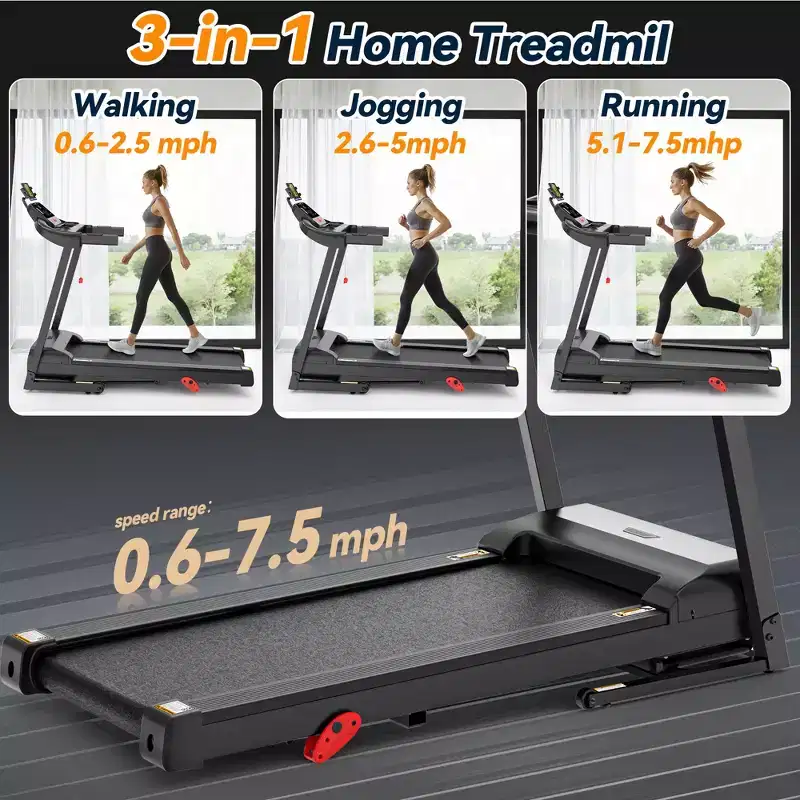 Treadmills on Sale, Treadmills Clearance,Folding Home Treadmill 3.25HP Motor, Manual Incline Cardio Machine with Bluetooth Speakers