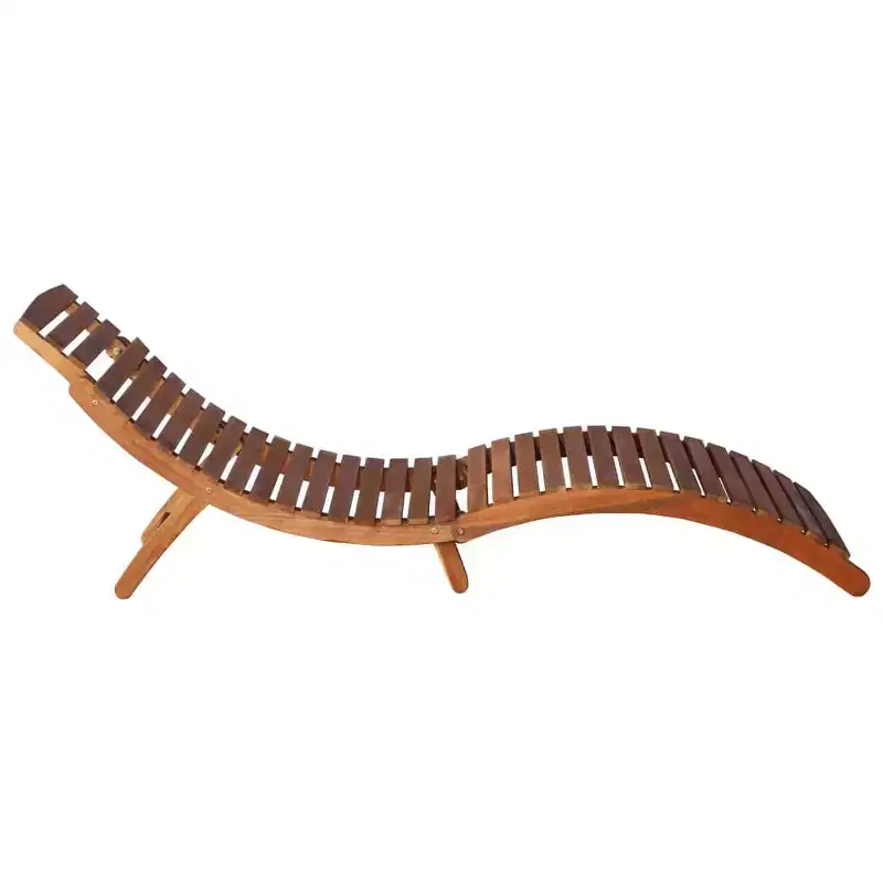 vidaXL Sunlounger With Table Natural Acacia Solid Acacia Wood Standard