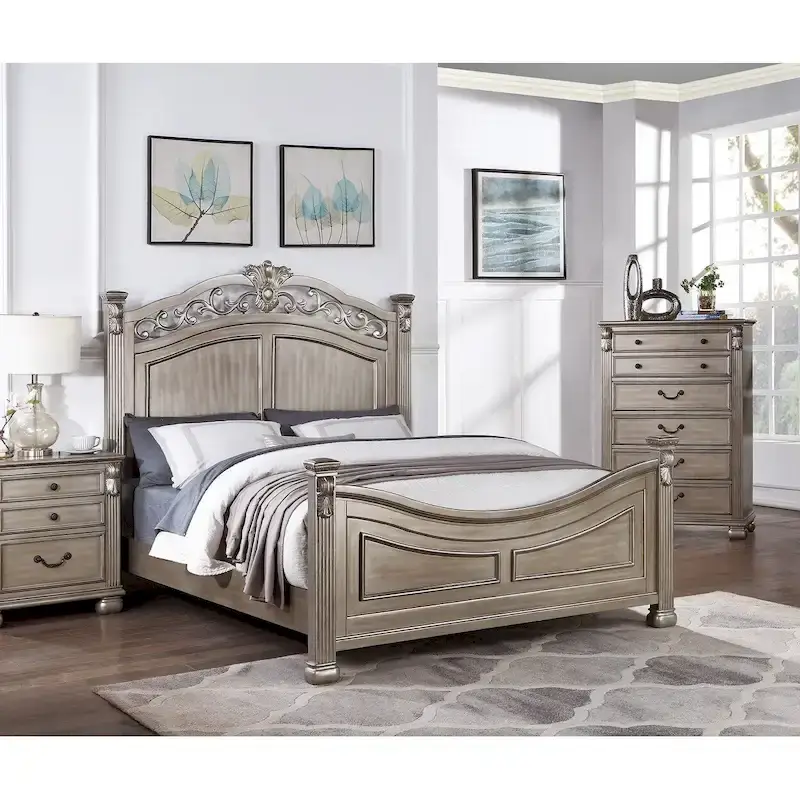 Traditional Style California King Bed Frame with Headboard and Footboard