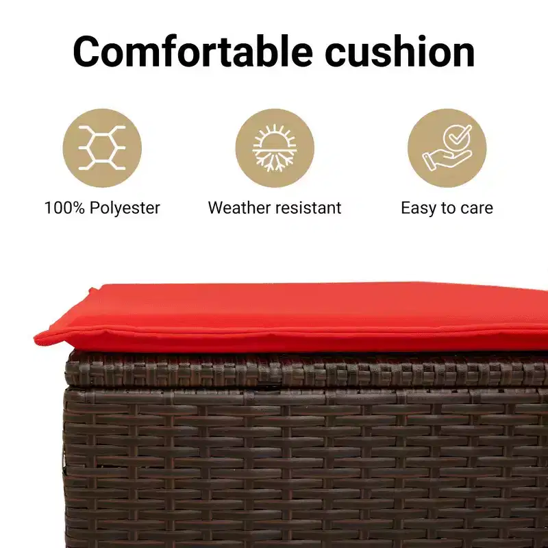 vidaXL Reclining Patio Bench with Cushions Seat Poly Rattan