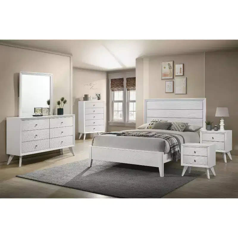 miBasics Sunflare Modern Wood Panel Bed White