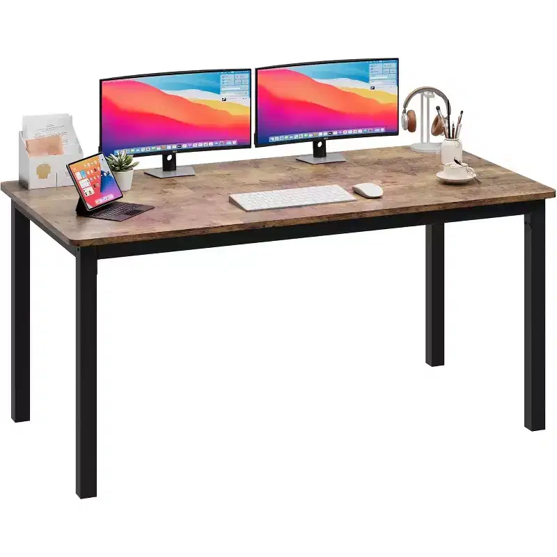 Rectangle Dining Table for 2 4 6 People, 63-Inch Modern Farmhouse Kitchen & Dining Room Tables with Heavy Duty Metal Legs for Kitchen Living Room