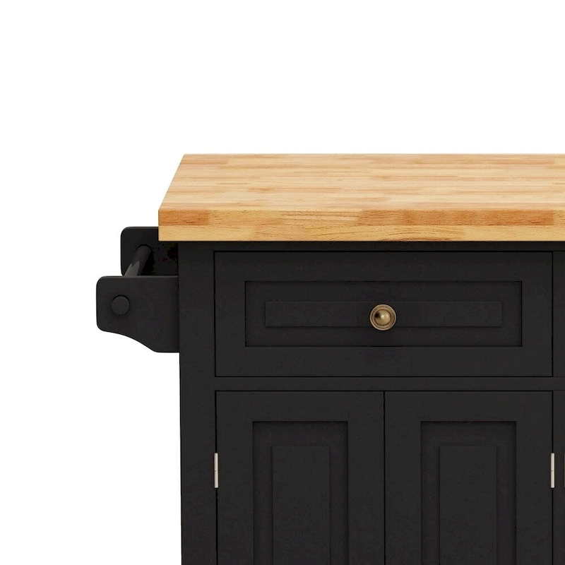 43.31 in. Kitchen Island Cart with 2 Cabinets and Spice Rack