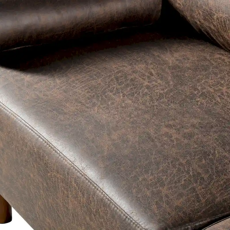 Mid-Century Modern Upholstered Sofa Couch with Rolled Pillows