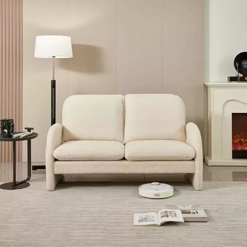 MAYEERTY 2-Seat Sofa Solid Wood Frame High-Density Foam with Throw Pillows No Legs