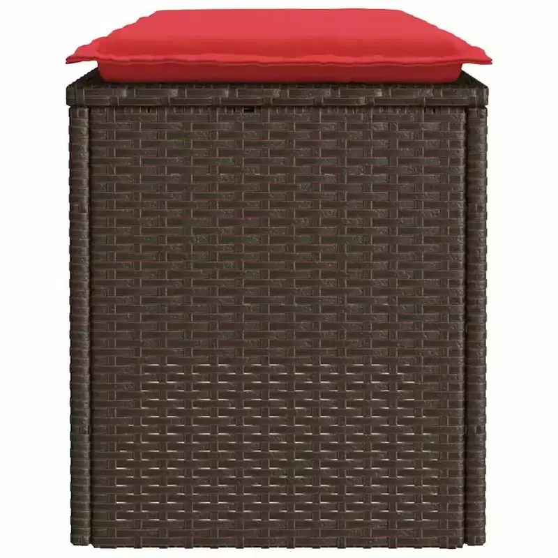 vidaXL Patio Bench with Cushion Brown 43.3x15.7x17.3 Poly Rattan