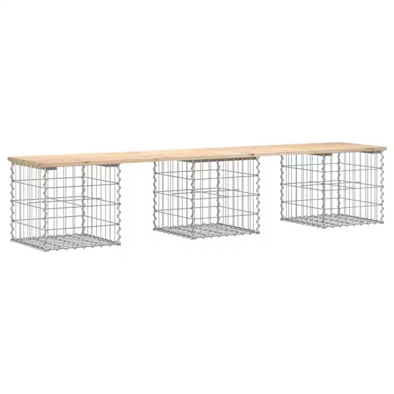 Garden Bench Natural Wood and Silver