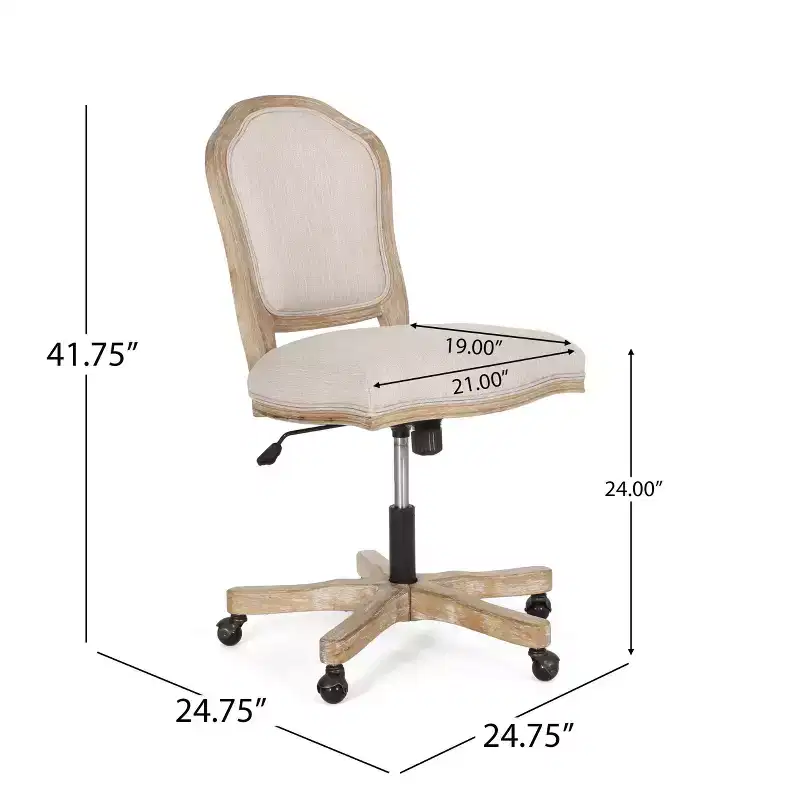 French Country Upholstered Swivel Office Chair