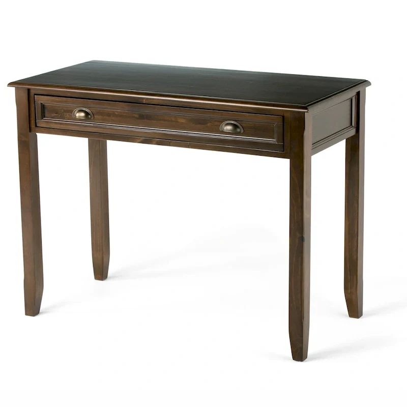 WYNDENHALL Portland SOLID WOOD Transitional 42 inch Wide Writing Office Desk in Mahogany Brown