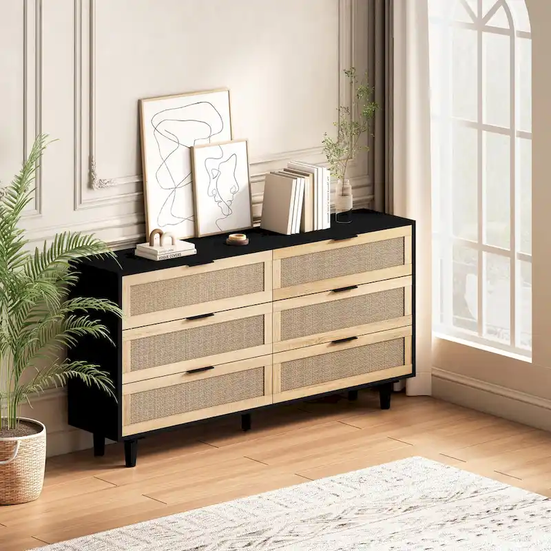 59.06L 6-Drawers Rattan Storage Cabinet