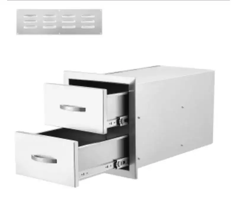 2-Drawer Stainless Steel Storage Cabinet, 14x23x15H inch, 7-Layer Corrugated Carton, with Ventilation Panels, Upper & Lower Design