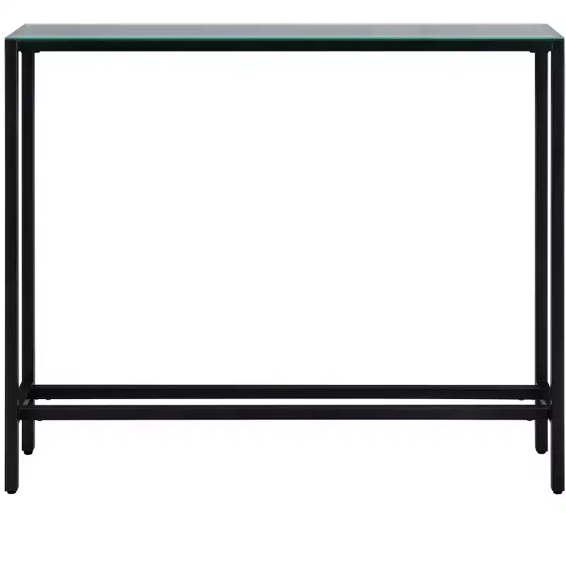Darrin Narrow Mini Console Table with Mirrored Top - Black - SEI