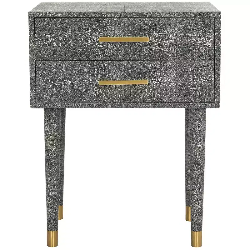 Faux Shagreen End Table – Black