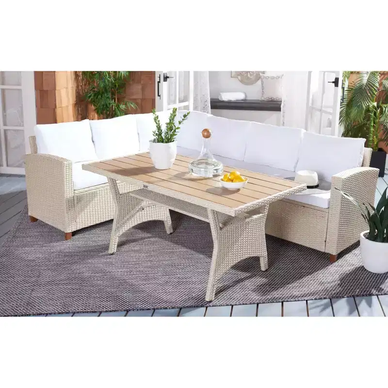 Jovita 3 Piece Corner Seating Set - Indoor/Outdoor - PAT7707 - Safavieh