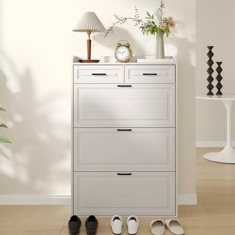 Shoe Cabinet with 3 Flip Drawers and 2 Drawers, Shoe Cabinet Storage for Entryway