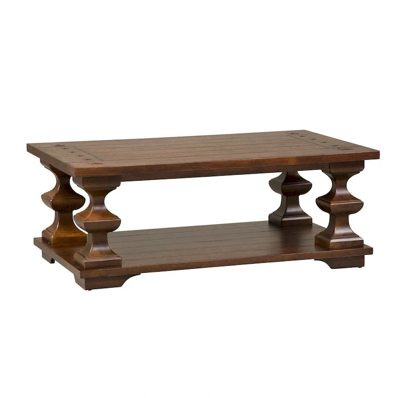 Kona Brown Cocktail Table with Heavy Oak Planked Top