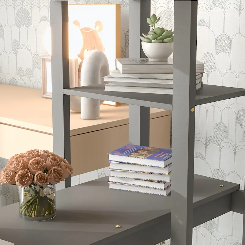 Full Loft Bed with Desk and Shelves