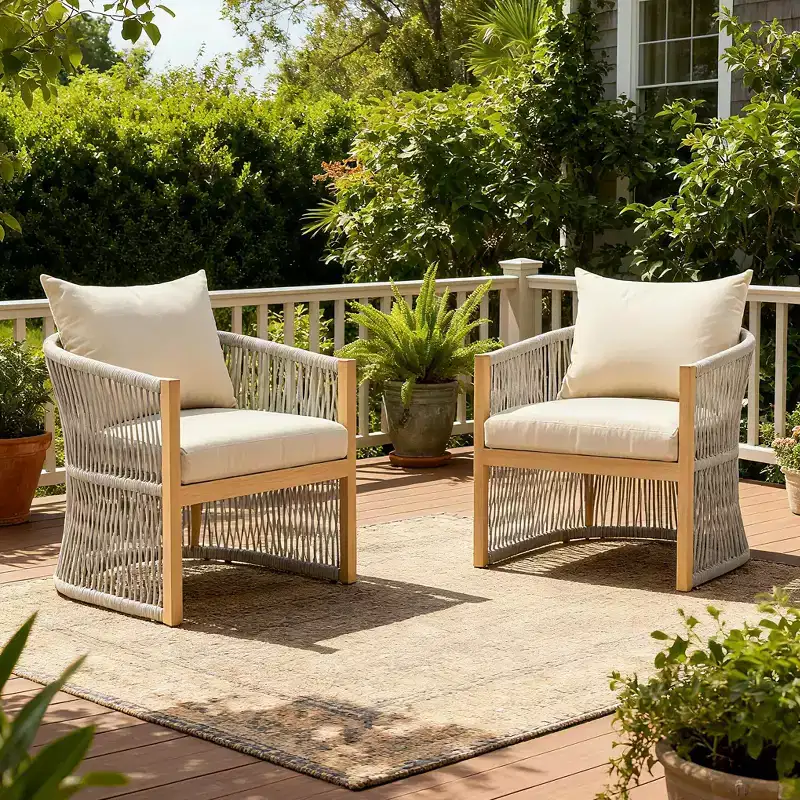 Christopher Knight Home Cassie Outdoor Aluminum Club Chair with Rope Accents (Set of 2)