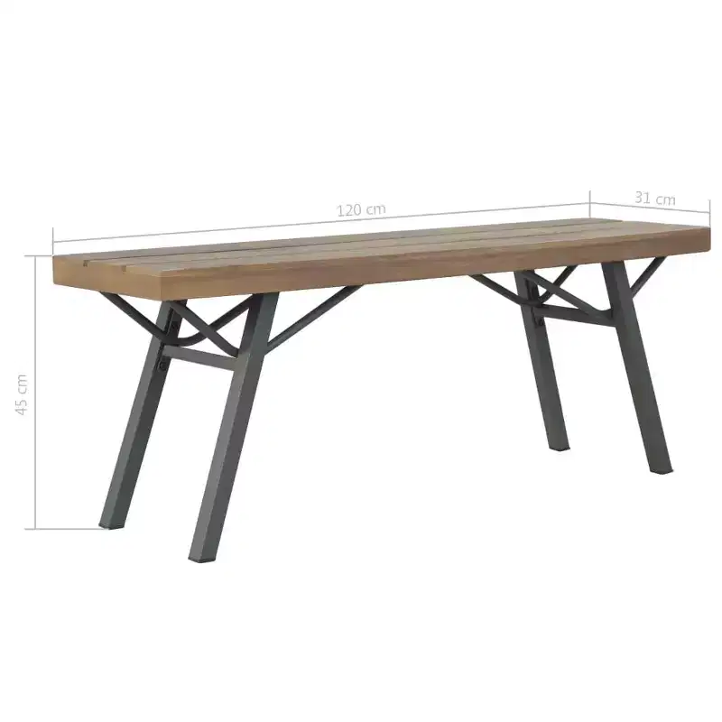 Garden Bench Brown and Gray Solid Acacia Wood and Steel 47.2 in