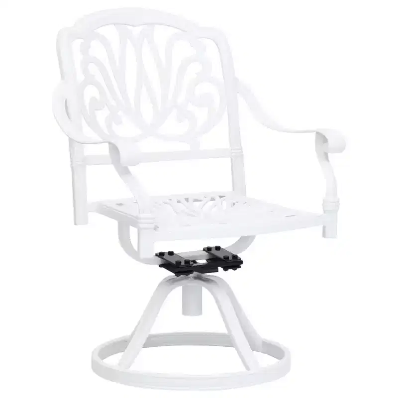 vidaXL Garden Chair Set of 2 White Cast Aluminum Standard Swivel