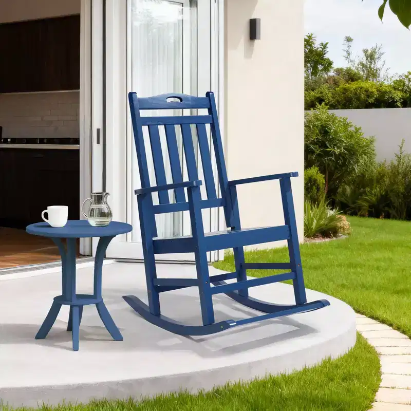 Karl Home | Solid Wood Patio Rocking Chair with Footrest