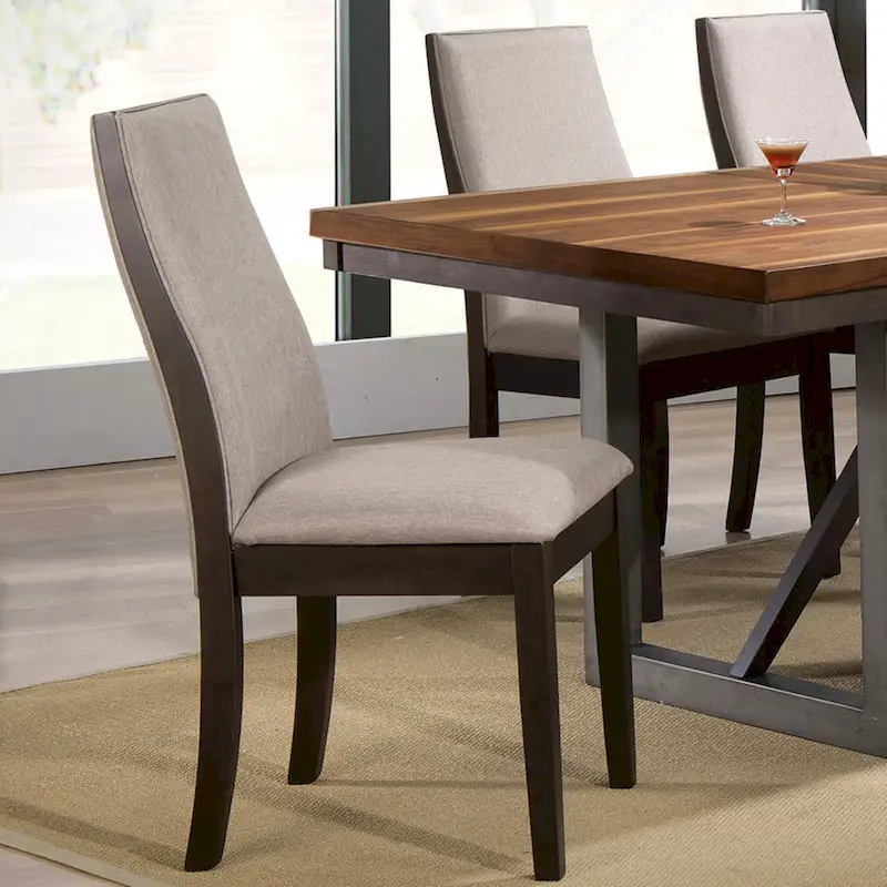 Mid-Century Modern Industrial Wooden Block Design Dining Set