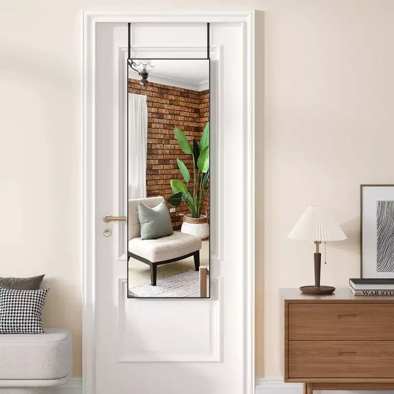 Full Length Mirror Freestanding Hanging or Leaning, Aluminum Alloy Thin Frame, 65