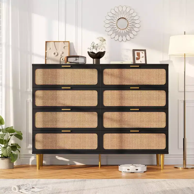 8-Drawer Dresser, Modern Wooden Bedroom Chest of Drawers With Storage Drawers, Farmhouse Style TV Stand for Living Room, Bedroom