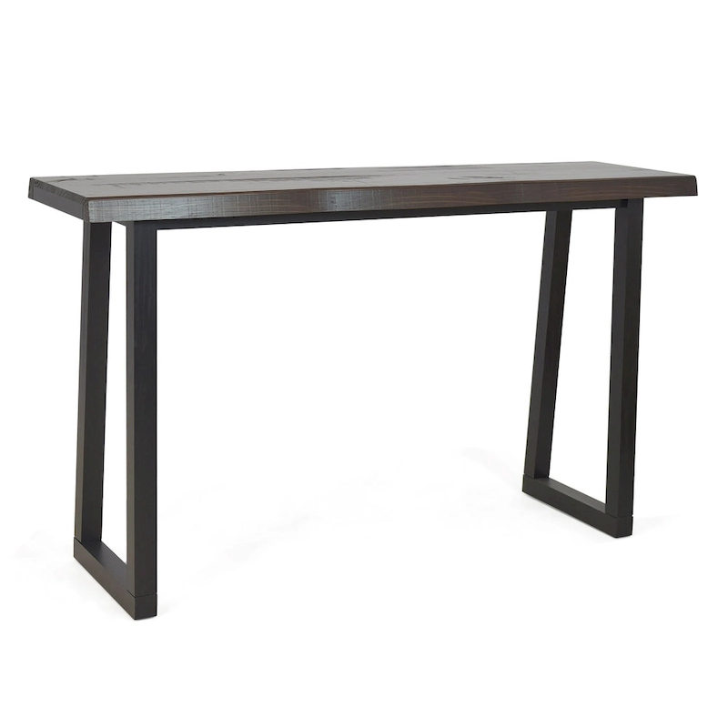 Steve Silver Joliet Live Edge Distressed Cherry and Ebony Console Bar Table