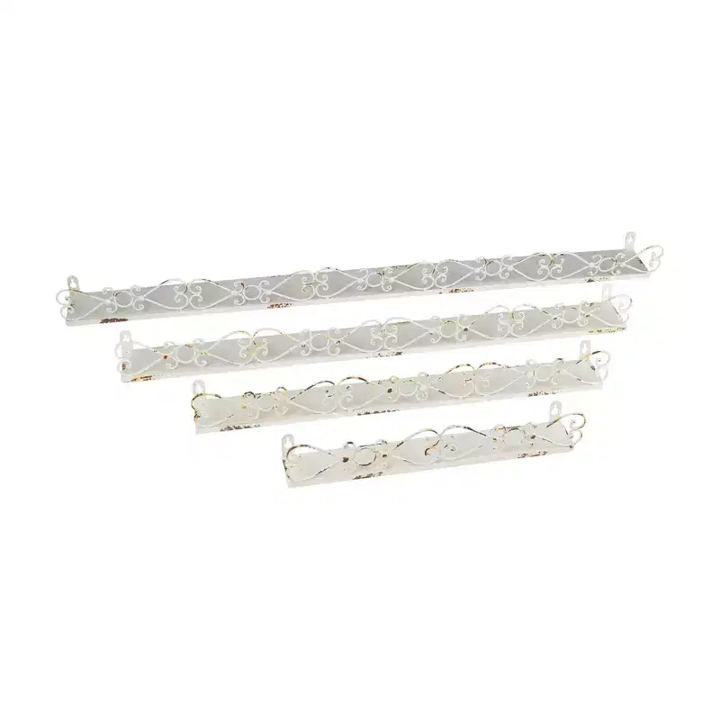 Storied Home Farmhouse Decorative Iron Ledges, Distressed Cream, Set of 4 Sizes