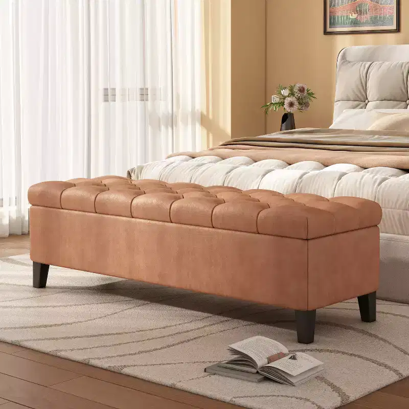 Christopher Knight Home Tartaglia Contemporary Faux Leather Upholstered Button Tufted Storage Ottoman