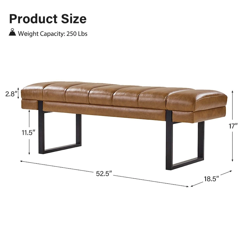 Laurens Modern 52.5 Channel Tufted Bench with Mental Legs by HULALA HOME
