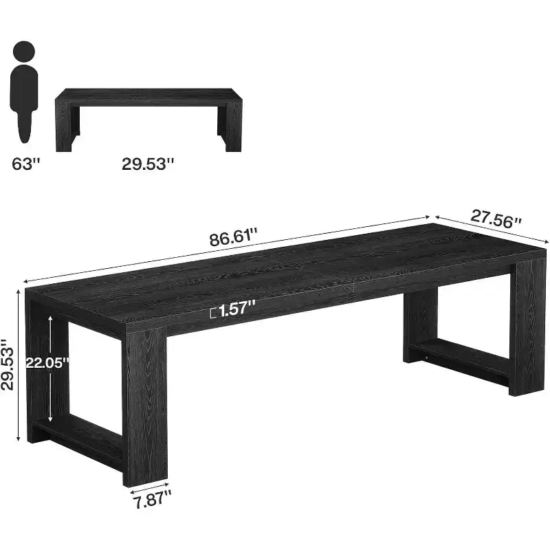 Lantine Two Person Desk, 86.6 Inch Extra Long Desk, Double Computer Writing Table, Wood Office Desks Workstation for Home Office, Black