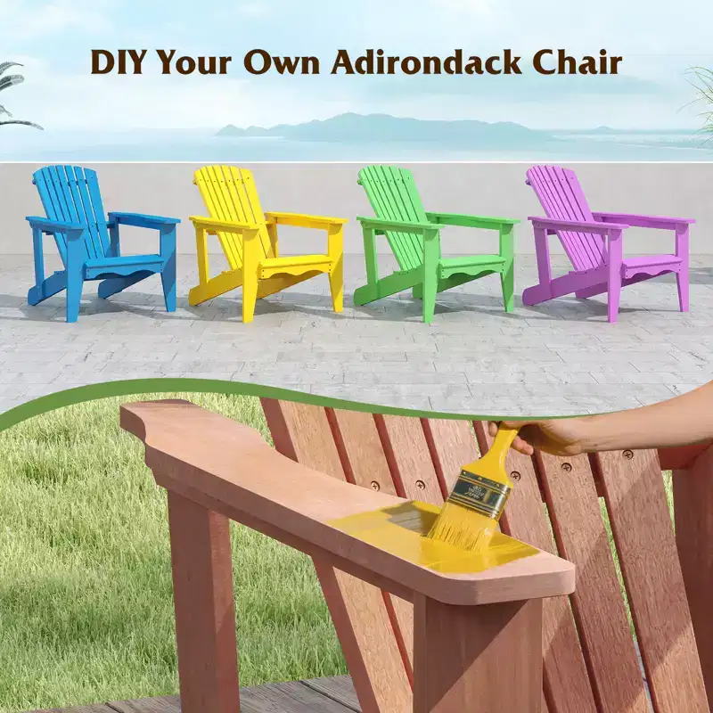 Costway 2PCS Solid Wood Garden Chair w/ High Backrest Wide Armrests & Contoured Seat