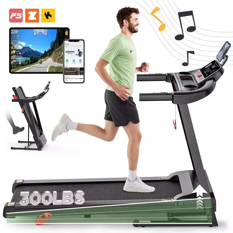Treadmill with Incline, 3HP Foldable Compact Walking Treadmills for Home Small Office with Wide Belt, App, Heart Rate