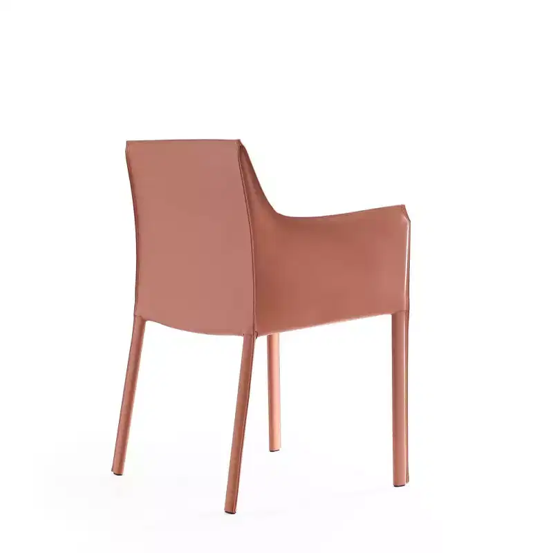 Saddle Faux Leather Armchair Modern Dining Chair Metal Frame Fully Assembled