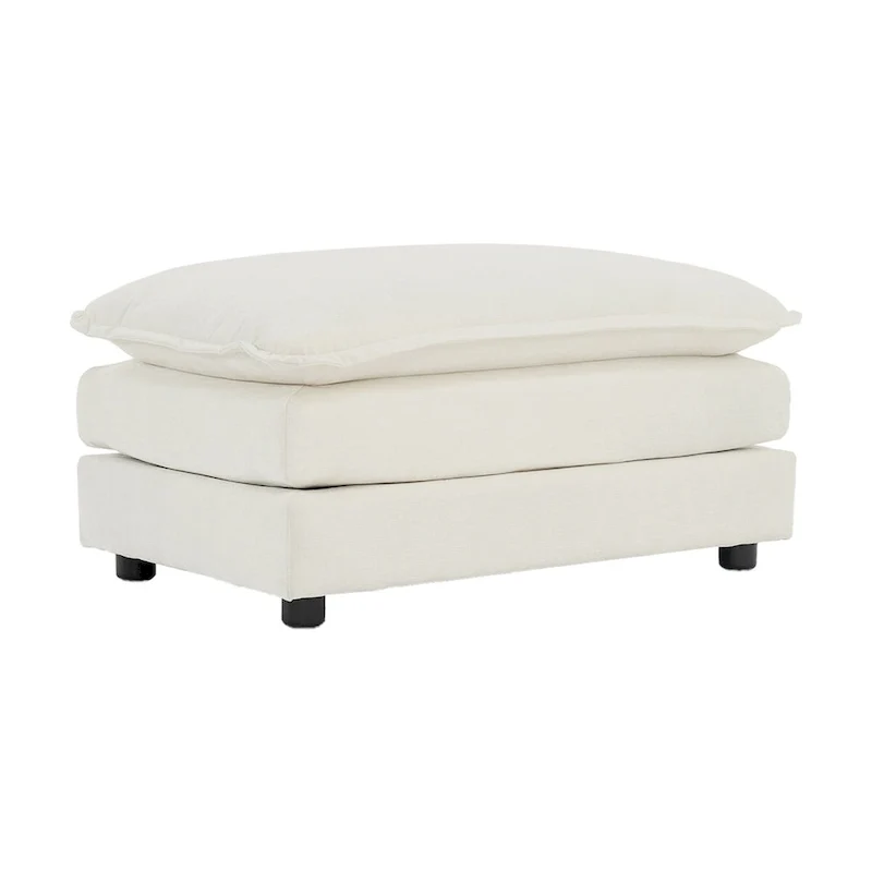 Chenille Fabric Ottomans Footrest to Combine with 2 Seater Sofa, 3 Seater Sofa and 4 Seater Sofa, White Chenille