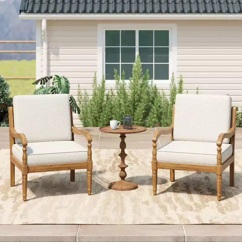 ModernLuxe Patio Accent Chair Outdoor Loveseat Club Chair Lounge Sofa Armchair with Soft Waterproof Cushion & Weather-Resistant Frame