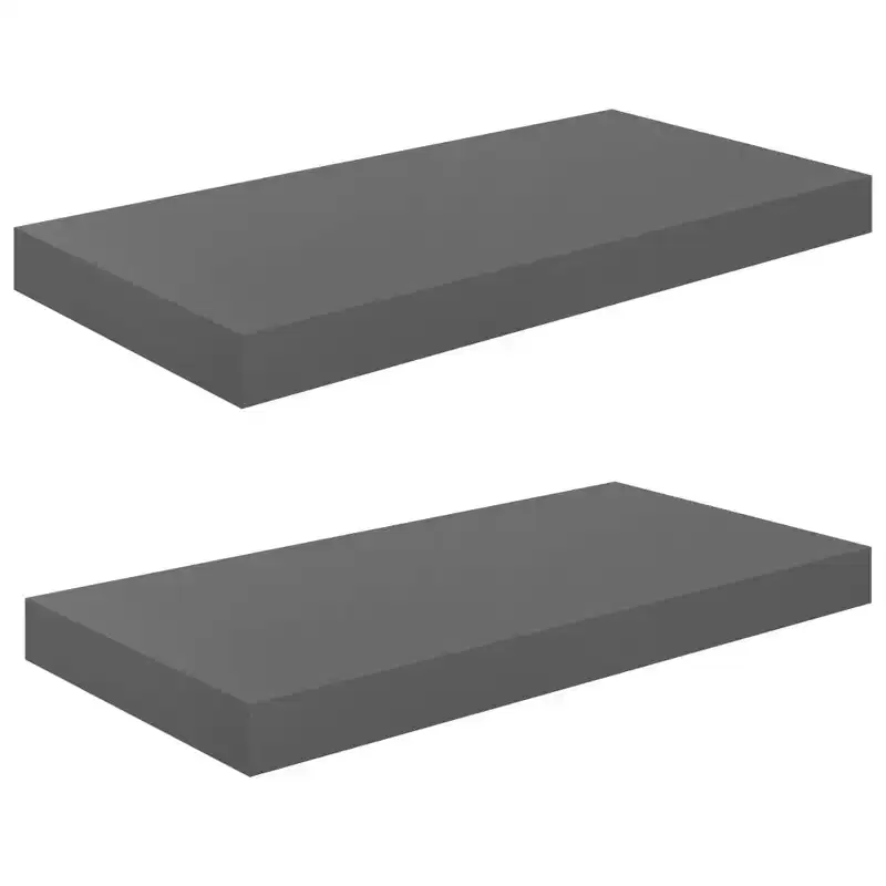 Wall Shelf Set of 2 High gloss grey Honeycomb MDF, metal