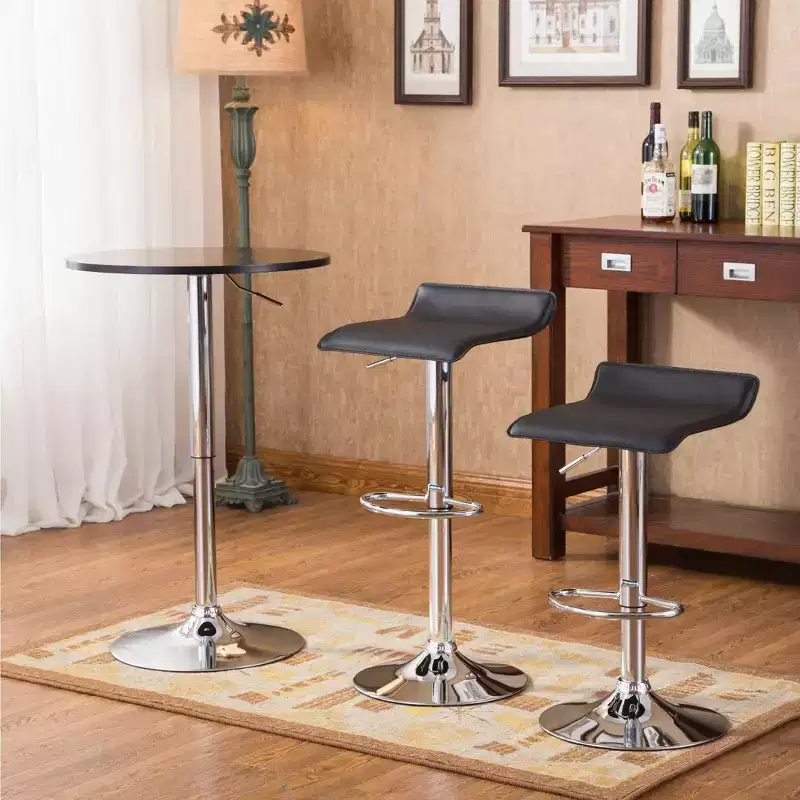 Roundhill Furniture Baxton 3-Piece Black Adjustable Bar Table Set