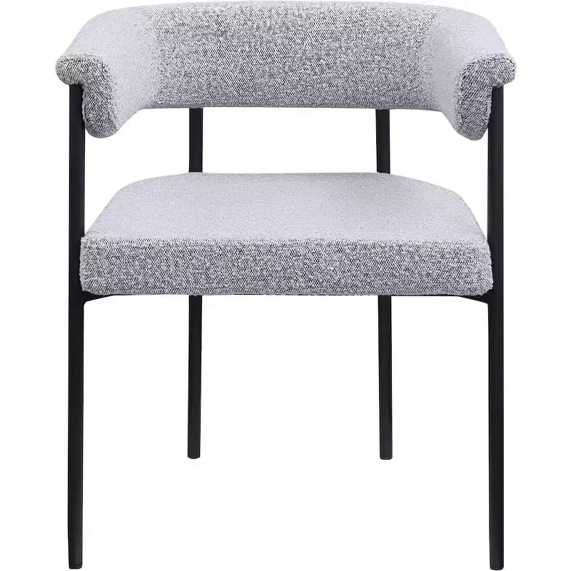 Meridian Furniture,Malin Grey Boucle Fabric Dining Chair, Set of 2