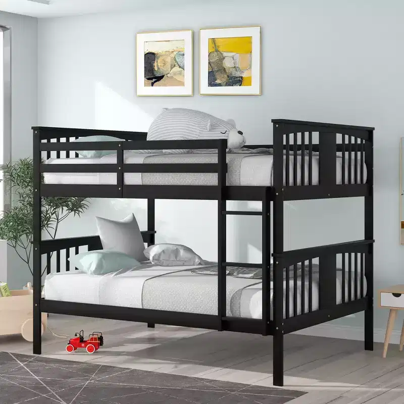 Full over Full Bunk Bed for Kids, Full Size Bunk Bed Frame with Guard Rail for Bedroom Dorm