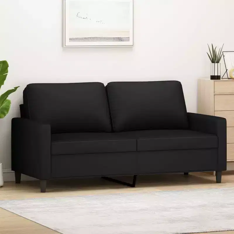2-Seater Black Velvet Sofa with Sturdy Metal Frame, Comfortable Padded Seating, Ideal for Living Room or Lounge Area
